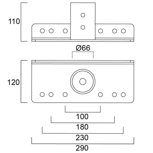 Adapter für Sylvania Concord Raiden LED-Fluter - Skizze für 60mm Durchmesser Version