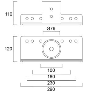 Adapter für Sylvania Concord Raiden LED-Fluter - Skizze für 76mm Durchmesser Version